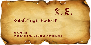 Kubányi Rudolf névjegykártya